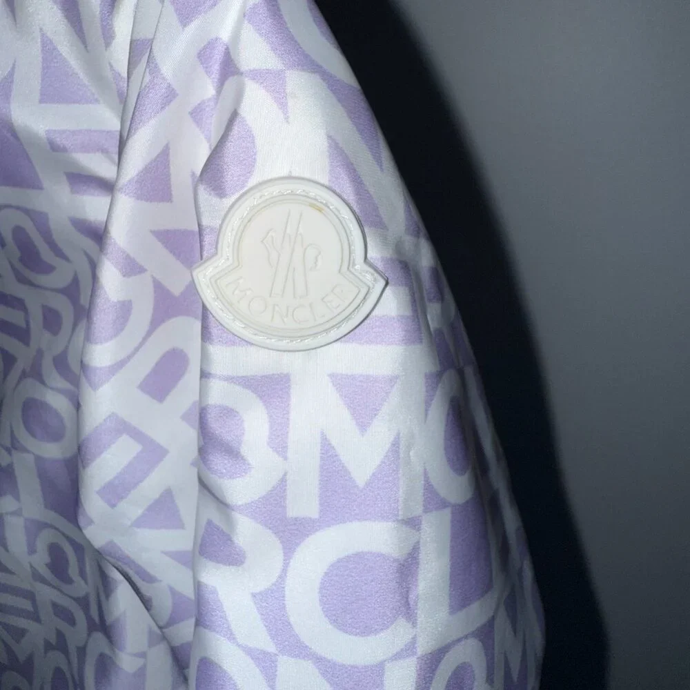 Moncler Kids Girls Logo Hooded Jacket – Size 3A (Toddler) – Lilac/White - Picture 7 of 12